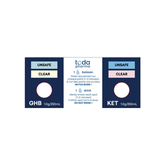 Carte test boisson GHB Kétamine Toda Pharma innovation française prévention soumission chimique spiking drogue verre